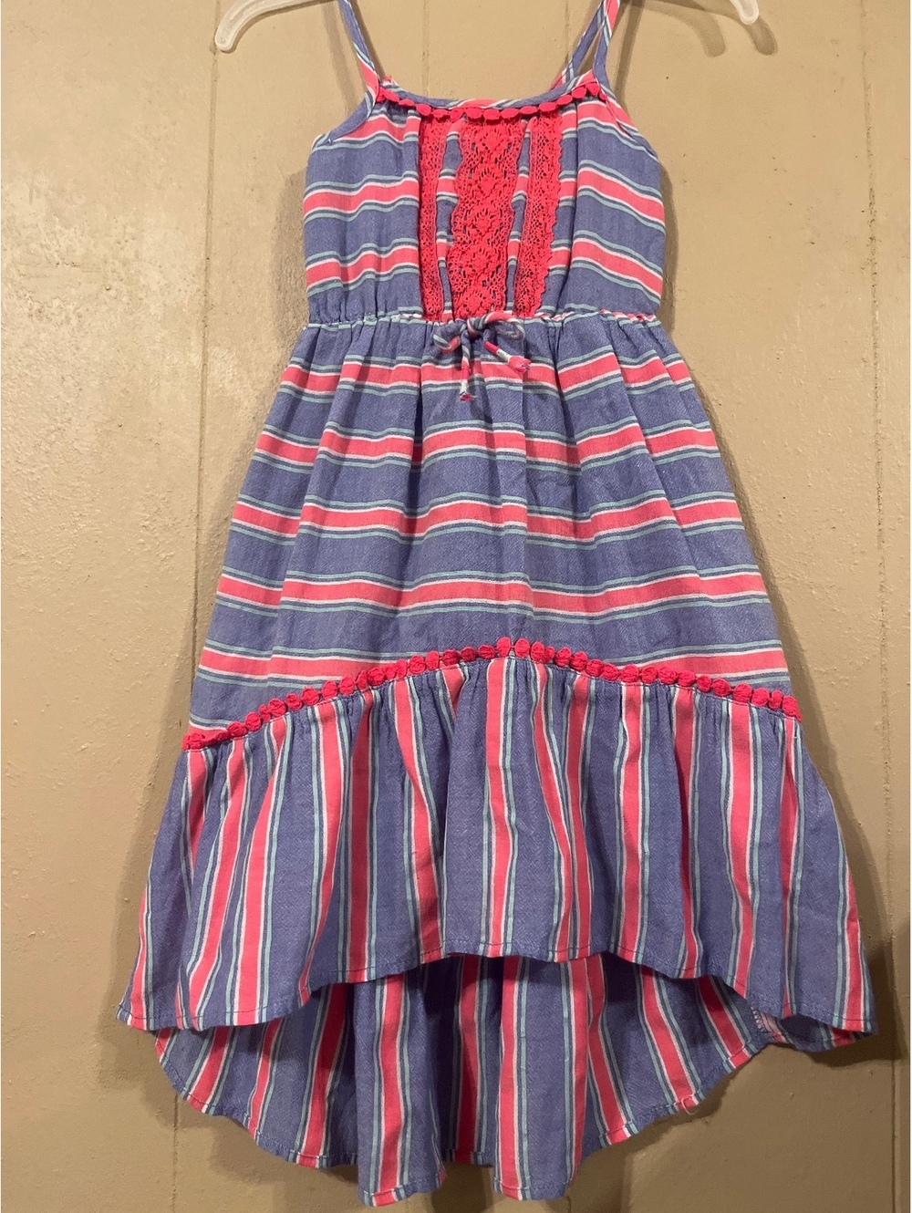 Cat & Jack Girls' Striped High-Low Dress with Crochet Detail XS (4/5)